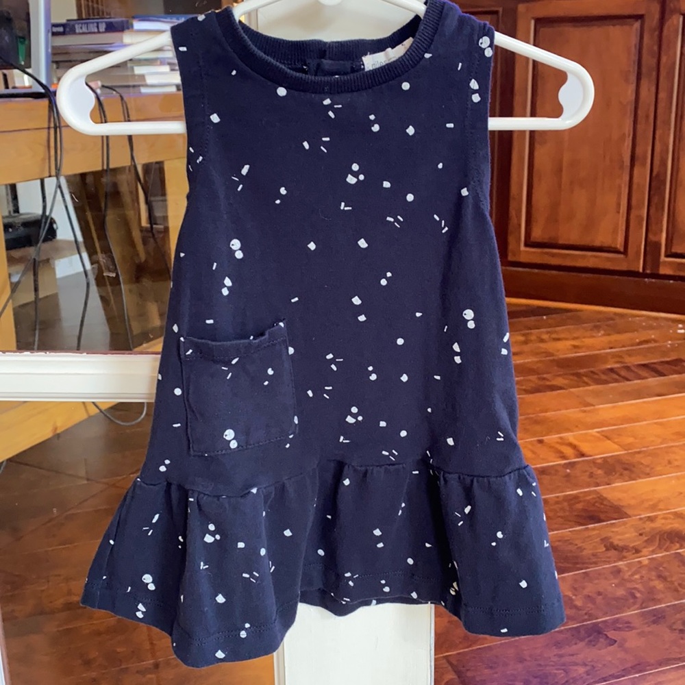 Miles navy blue drop waist dress w/ white pattern